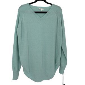Joh. Sadie Cashmere Blend V-Neck Sweater Mint Medium NWT
